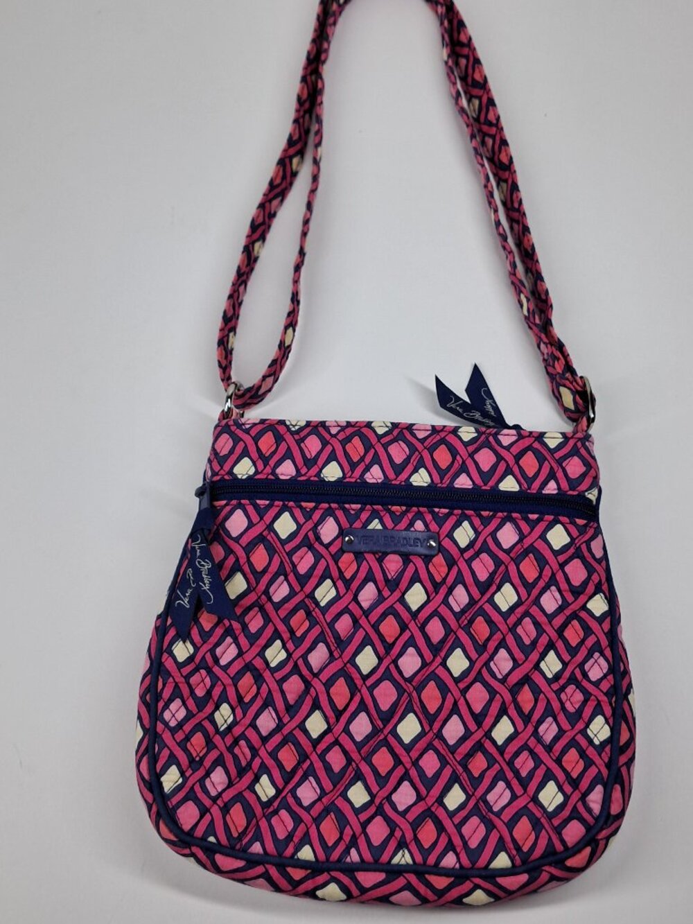 Vera Bradley Katalina Pink Blue Petite Double Zip Hipster Crossbody Bag Purse